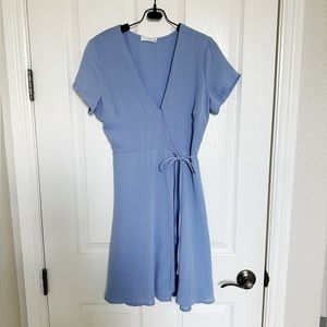 Lush v neck wrapped midi dress